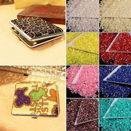 2000Pcs Flat Back Resin Rhinestones DIY Phone CaseWhite