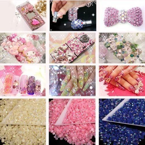 2000Pcs Flat Back Resin Rhinestones DIY Phone CaseWhite