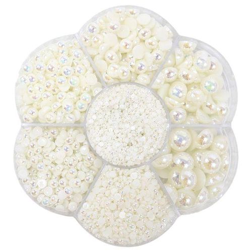 2800Pcs/Set Half Pearl Flatback Beads Flat Back Loose Bead Milky White
