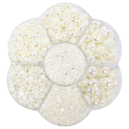 2800Pcs/Set Half Pearl Flatback Beads Flat Back Loose Bead Milky White