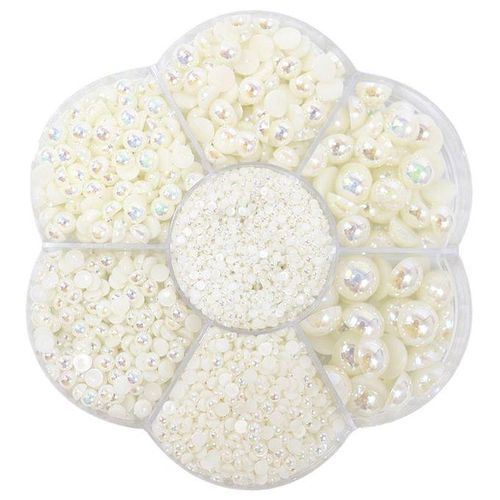 2800Pcs/Set Half Pearl Flatback Beads Flat Back Loose Bead Milky White