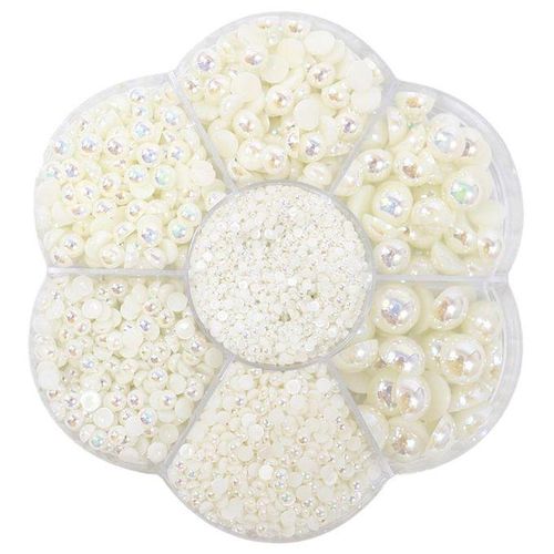 2800Pcs/Set Half Pearl Flatback Beads Flat Back Loose Bead Milky White