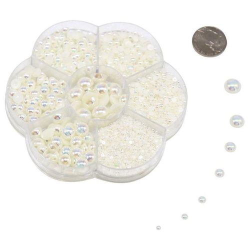 2800Pcs/Set Half Pearl Flatback Beads Flat Back Loose Bead Milky White
