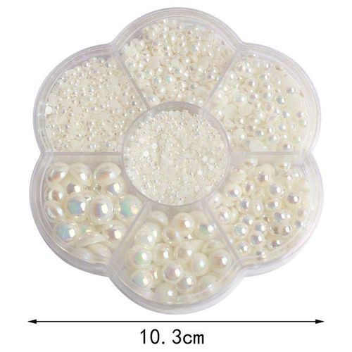 2800Pcs/Set Half Pearl Flatback Beads Flat Back Loose Bead Milky White