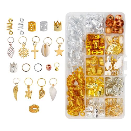 238x Hair Coil With Box Durable Hair Braid Rings Pendant