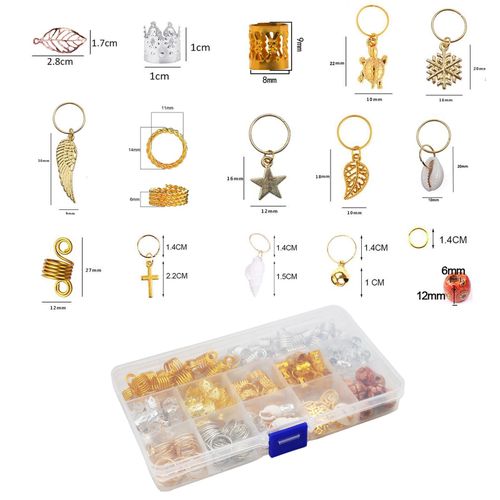238x Hair Coil With Box Durable Hair Braid Rings Pendant