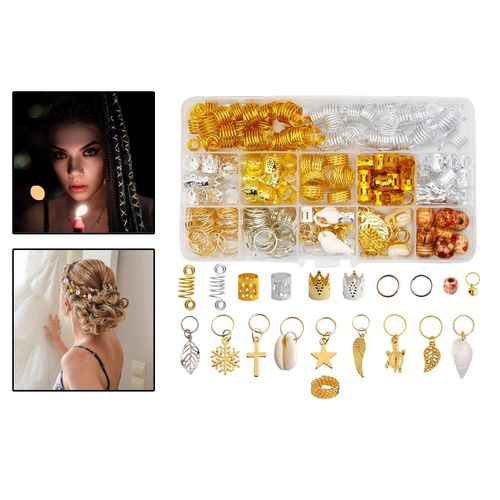 238x Hair Coil With Box Durable Hair Braid Rings Pendant