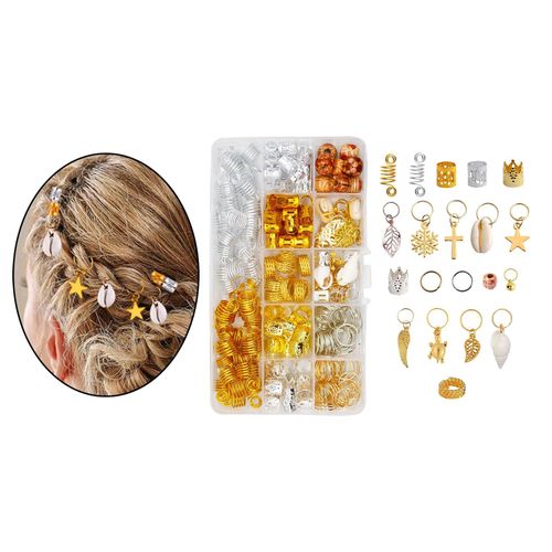238x Hair Coil With Box Durable Hair Braid Rings Pendant