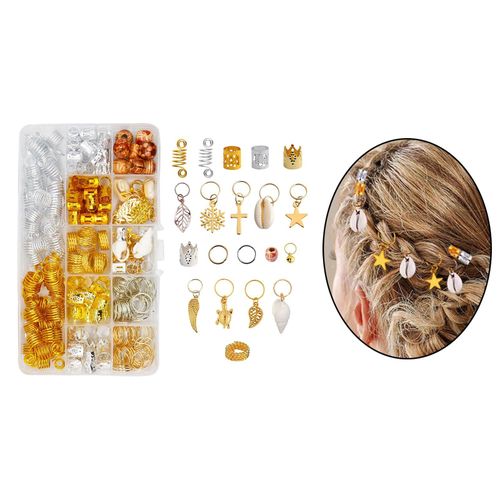 238x Hair Coil With Box Durable Hair Braid Rings Pendant