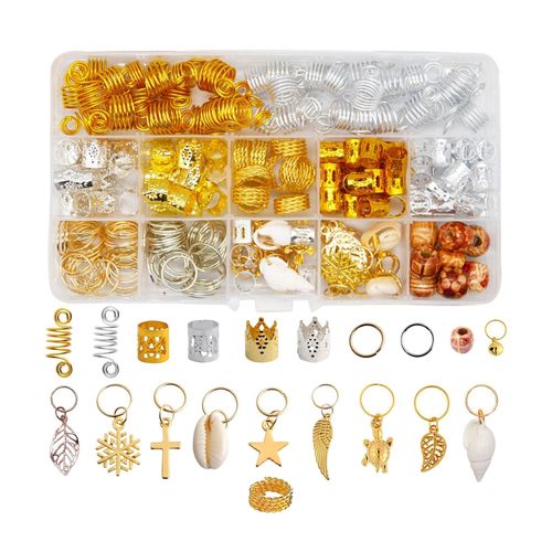 238x Hair Coil With Box Durable Hair Braid Rings Pendant