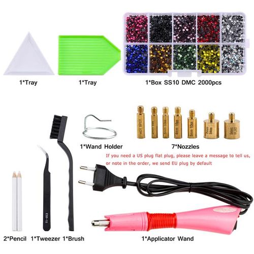 Hot Fix Rhinestones Set Eu/ Plug Hotfix Applicator 7 Tips -On Crystal Glass Rhinestone Strass For Garment Decorations
