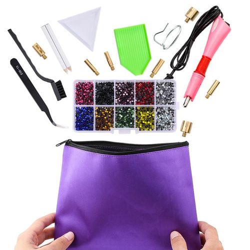 Hot Fix Rhinestones Set Eu/ Plug Hotfix Applicator 7 Tips -On Crystal Glass Rhinestone Strass For Garment Decorations
