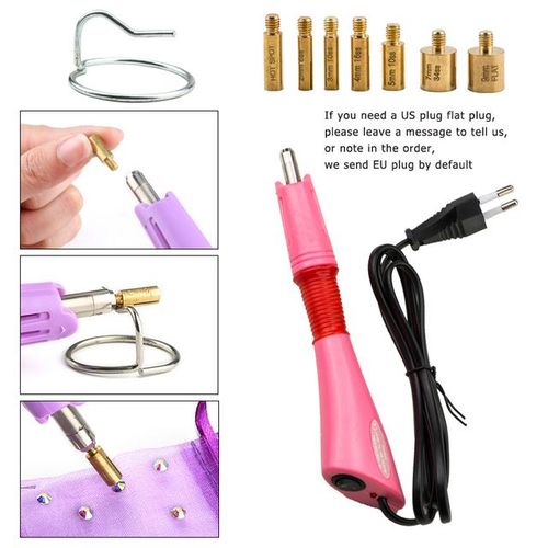 Hot Fix Rhinestones Set Eu/ Plug Hotfix Applicator 7 Tips -On Crystal Glass Rhinestone Strass For Garment Decorations