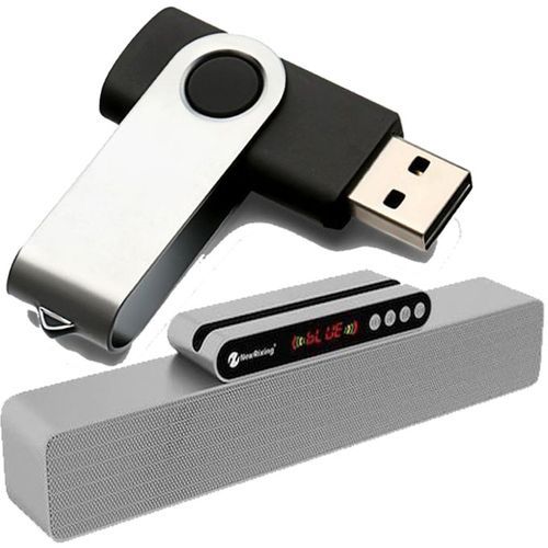 New Rixing Wireless Speaker Bluetooth Soundbar X-Bass And 8GB Flash Disk-Silver