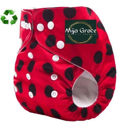 MijaGraceReusable Washable Size Adjustable Cloth Diaper With 3 Inserts  RED