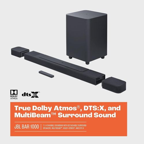 Jbl Bar 1000: 7.1.4-Channel soundbar with Detachable Surround Speakers, MultiBeam™ Dolby Atmos® and DTS:X -  Black