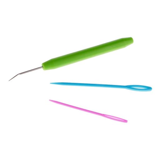 Plastic Handle Knitting Loom Hook & 2pcs Plastic Needles Set Knitting