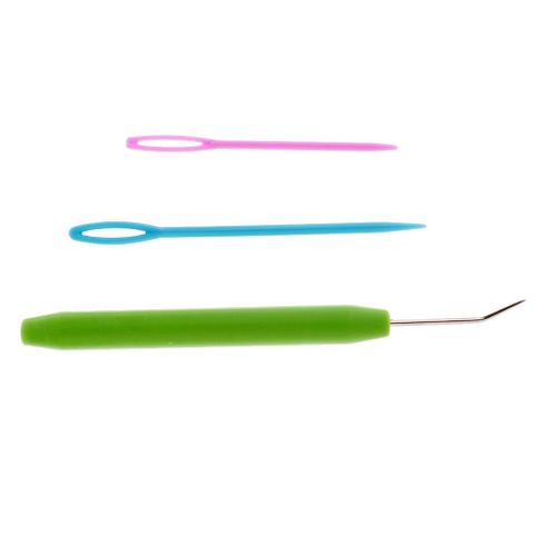 Plastic Handle Knitting Loom Hook & 2pcs Plastic Needles Set Knitting