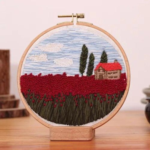 Diy Embroidery Needlework Tools For Beginners Home Sewing Handcrafts Kit Embroidery Set Flowers Plants Pattern Handmade