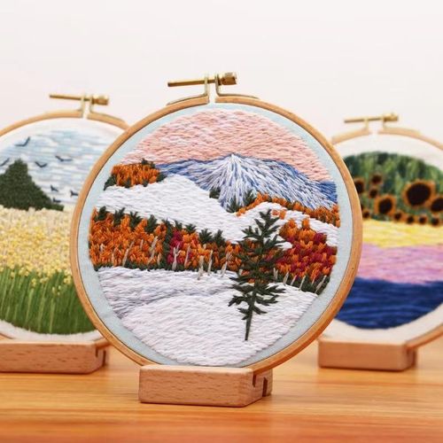 Diy Embroidery Needlework Tools For Beginners Home Sewing Handcrafts Kit Embroidery Set Flowers Plants Pattern Handmade