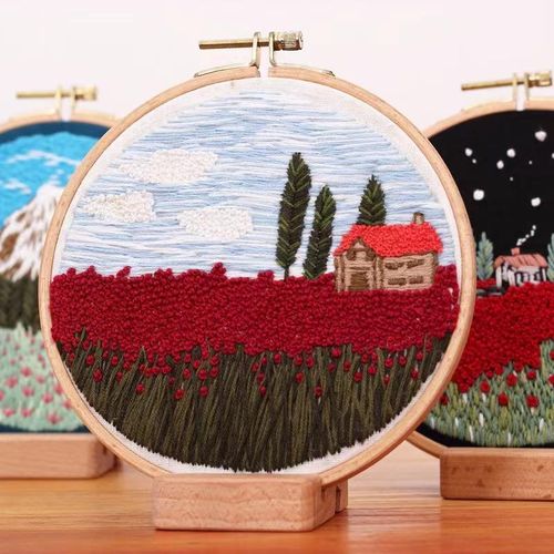 Diy Embroidery Needlework Tools For Beginners Home Sewing Handcrafts Kit Embroidery Set Flowers Plants Pattern Handmade