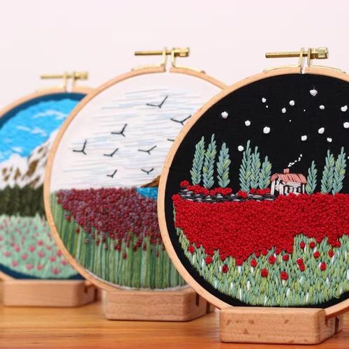 Diy Embroidery Needlework Tools For Beginners Home Sewing Handcrafts Kit Embroidery Set Flowers Plants Pattern Handmade