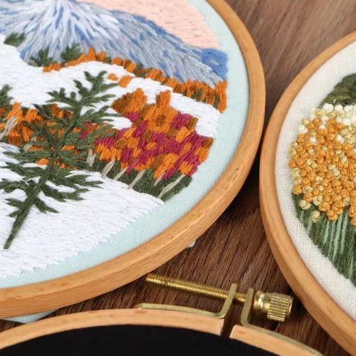 Diy Embroidery Needlework Tools For Beginners Home Sewing Handcrafts Kit Embroidery Set Flowers Plants Pattern Handmade
