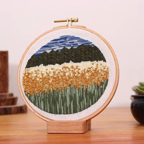 Diy Embroidery Needlework Tools For Beginners Home Sewing Handcrafts Kit Embroidery Set Flowers Plants Pattern Handmade