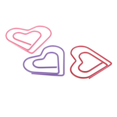 30 Pieces Colorful Paper Clips Heart Shape Non-skid Paper
