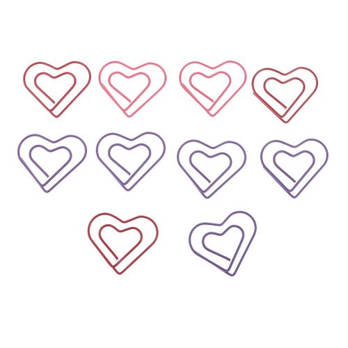 30 Pieces Colorful Paper Clips Heart Shape Non-skid Paper