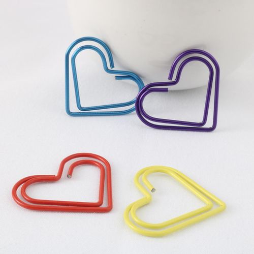 30 Pieces Colorful Paper Clips Heart Shape Non-skid Paper