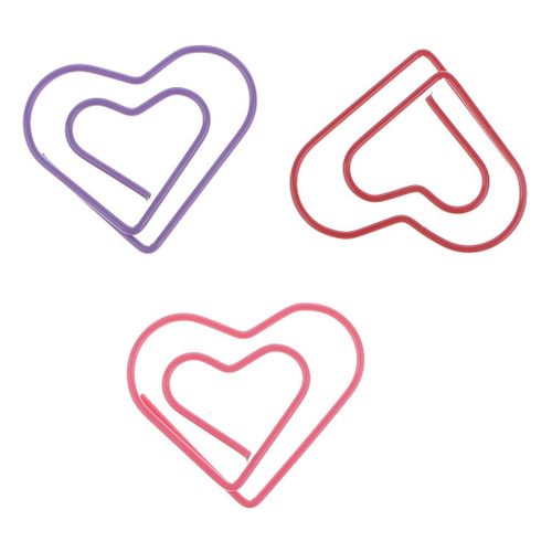 30 Pieces Colorful Paper Clips Heart Shape Non-skid Paper
