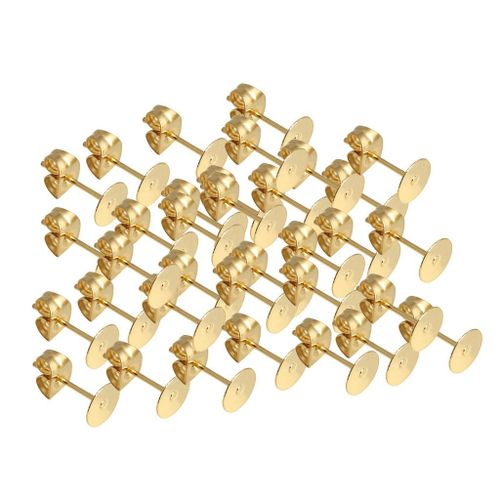 25 Pair Of Stainless Steel Stud Earring Posts Blank Pad