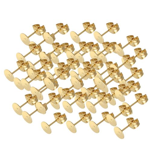 25 Pair Of Stainless Steel Stud Earring Posts Blank Pad