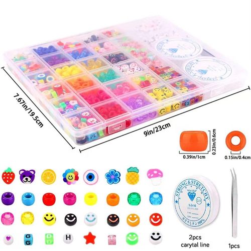 Bead Bracelet Making Kit with Mixed Color Animal Fruit Flower Letter Beads for Jewelry Making Handmade DIY Bracelet Necklace NO5114