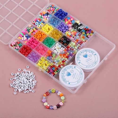 Bead Bracelet Making Kit with Mixed Color Animal Fruit Flower Letter Beads for Jewelry Making Handmade DIY Bracelet Necklace NO5114