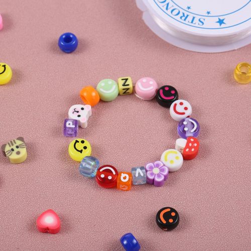 Bead Bracelet Making Kit with Mixed Color Animal Fruit Flower Letter Beads for Jewelry Making Handmade DIY Bracelet Necklace NO5114