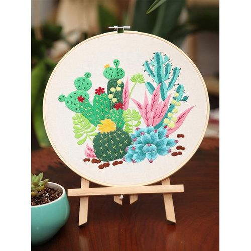 Diy Embroidery Kit With Bamboo Hoop For Beginner Needlework Cross Stitch Set Pattern Printed Handmade Sewing Art Craft