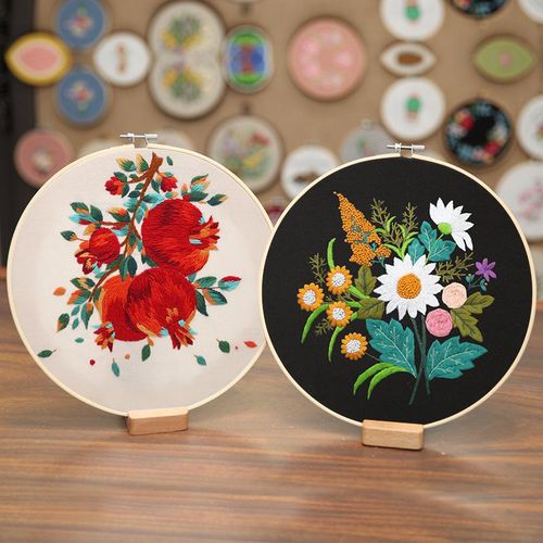 Diy Embroidery Kit With Bamboo Hoop For Beginner Needlework Cross Stitch Set Pattern Printed Handmade Sewing Art Craft