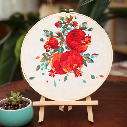 Diy Embroidery Kit With Bamboo Hoop For Beginner Needlework Cross Stitch Set Pattern Printed Handmade Sewing Art Craft