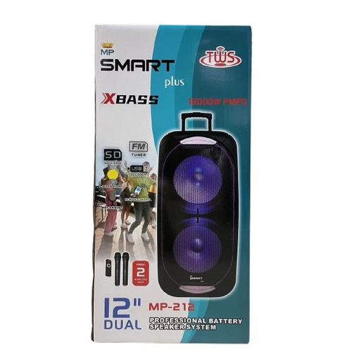 Smartplus 12 Inch High Power Rechargable Multimedia Speaker 18000 Watts - Black