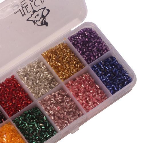 2500Pcs Glass Seed Beads Mixed Color Spacer Mini Tube Beads Bulk