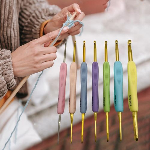 7Pcs/Set Crochet Hooks Set DIY Wooden Knitting  Double