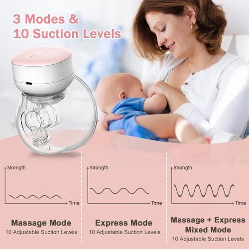YOUHA Double Wearable Breast Pump + 10pcs Milk Storage Bags Hands Free Electric Breast Pump 24mm/28mm Breast Shield 240ml