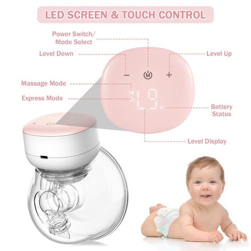 YOUHA Double Wearable Breast Pump + 10pcs Milk Storage Bags Hands Free Electric Breast Pump 24mm/28mm Breast Shield 240ml