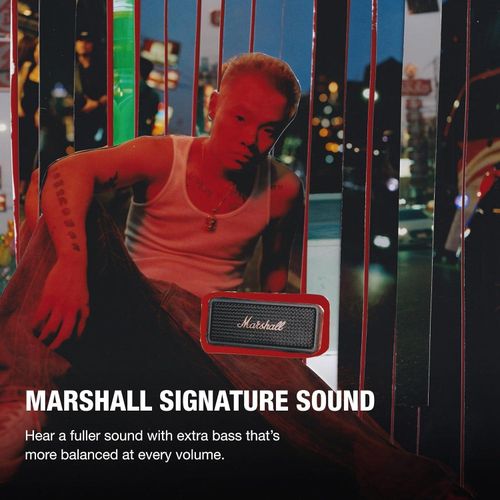 Marshall Emberton II Portable Bluetooth Speaker - Water Resistant Wireless Speaker Portable Speaker with 32+ Hours of Playtime - Black and Brass - Black