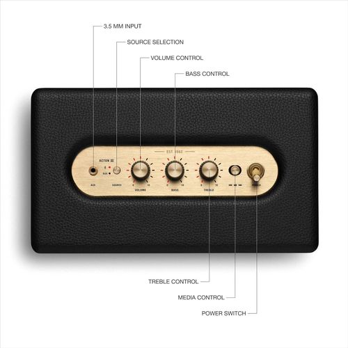 Marshall Original Marshall Acton III 60W Premium Home Wireless Speaker with Bluetooth 5.2 and Multiple Inputs - Enjoy signature Marshall sound - Black