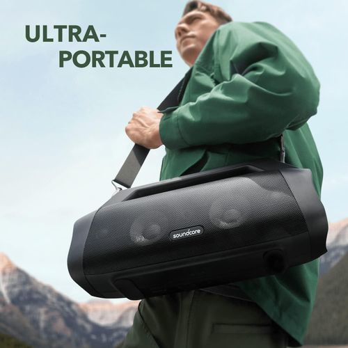 Anker Soundcore Motion Boom Plus Outdoor Speaker With 80W Booming Sound, 20H Playtime, IP67 Waterproof And Dustproof, Type-C, Custom EQ, Bluetooth 5.3, Portable Bluetooth Speaker For Outdoors, Camping - Black