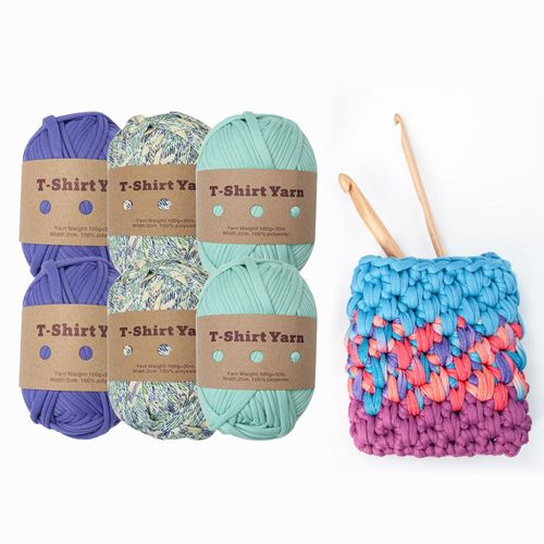 6 Pieces T Shirt Yarn Washable Weaving Thread Yarn  A