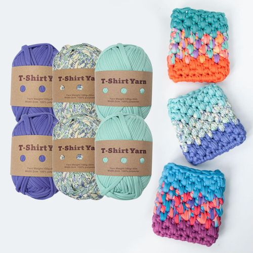 6 Pieces T Shirt Yarn Washable Weaving Thread Yarn  A